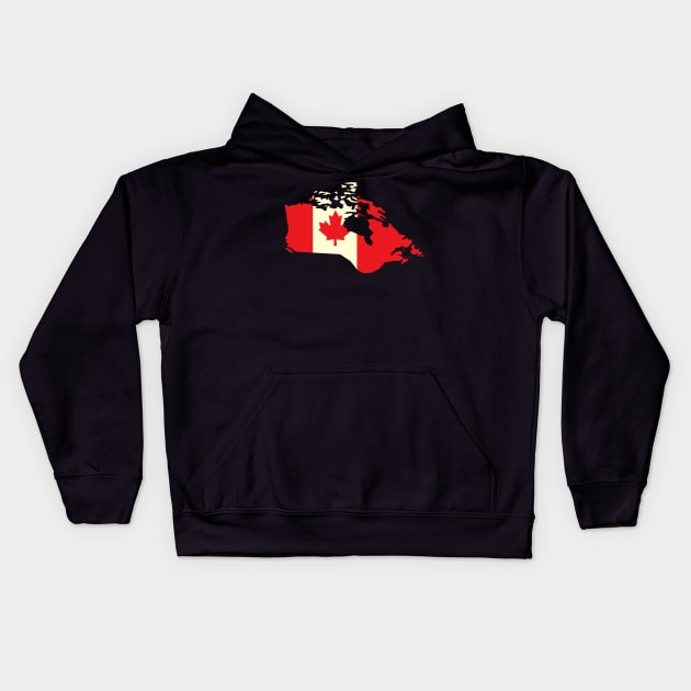 Canadian Flag Map and Leaf Kids Hoodie by consigliop